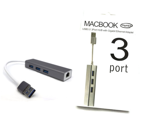 USB 3.0 4-in-1 Hub (3xUSB 3.0 + 1xLAN 1000Mbps)